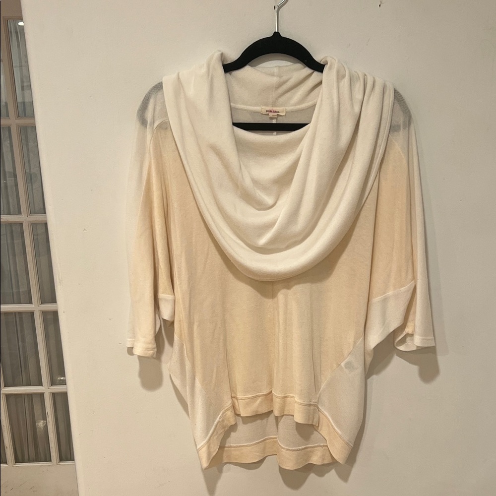 Pink Lotus Cream Cowl Neck Sweater